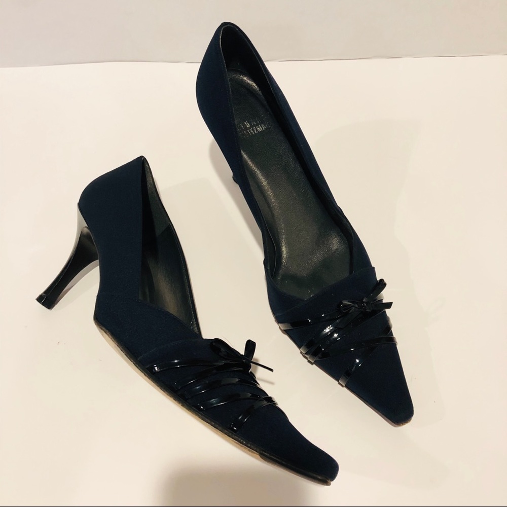 Stuart Weitzman Black Fabric & Patent Leather Bow - image 2